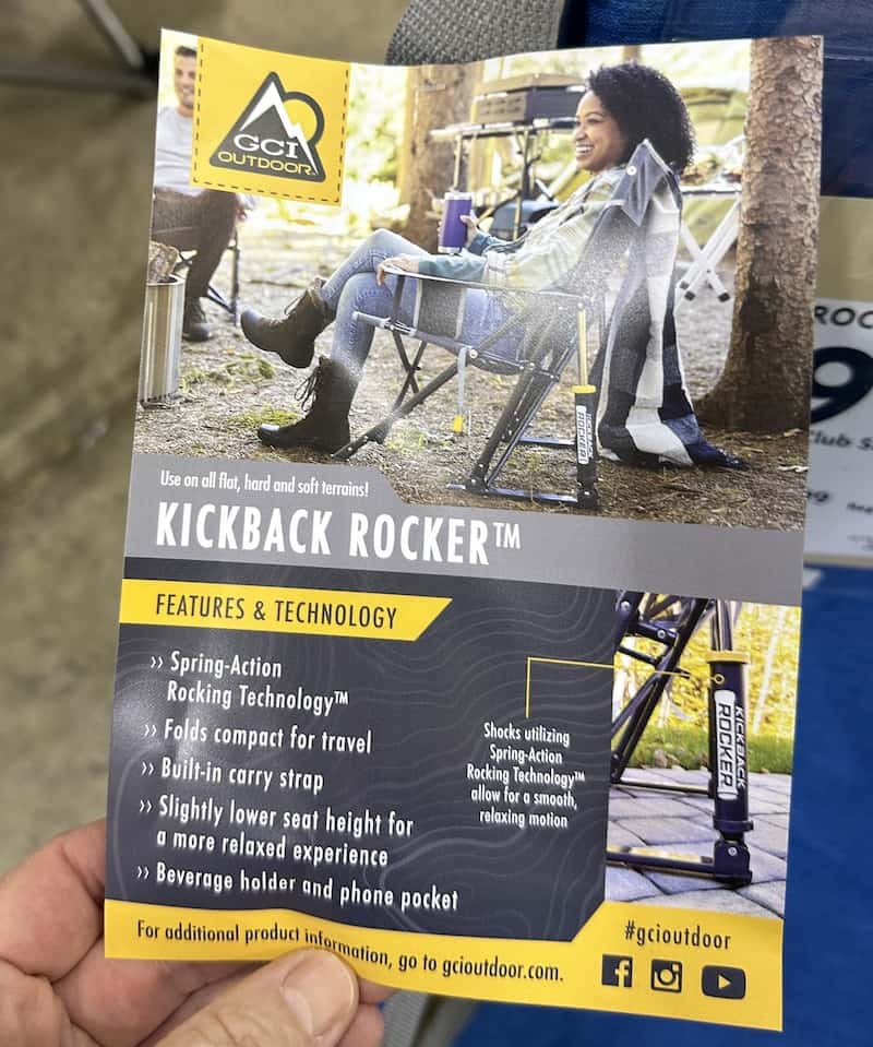 Kickback rocker RV camping chair