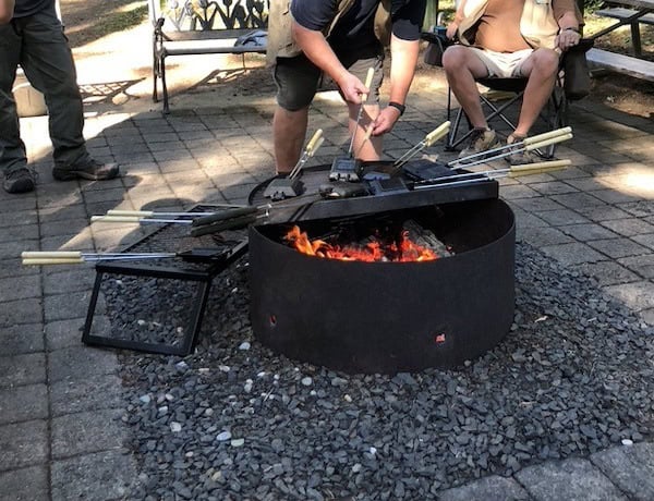 Cooking over a campfire